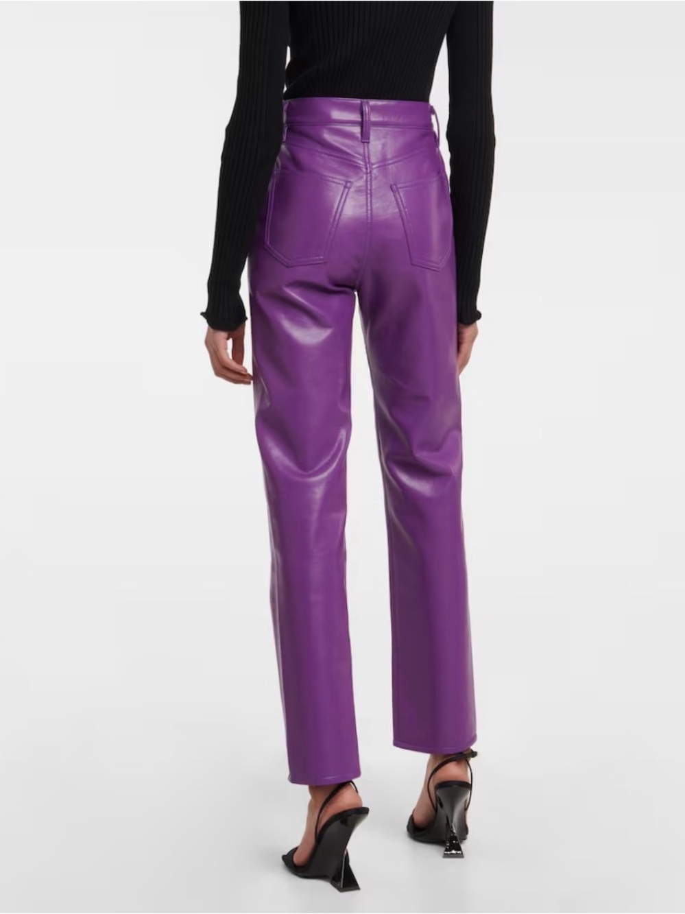 Agolde Purple Recycled Leather Straight-Leg Pants